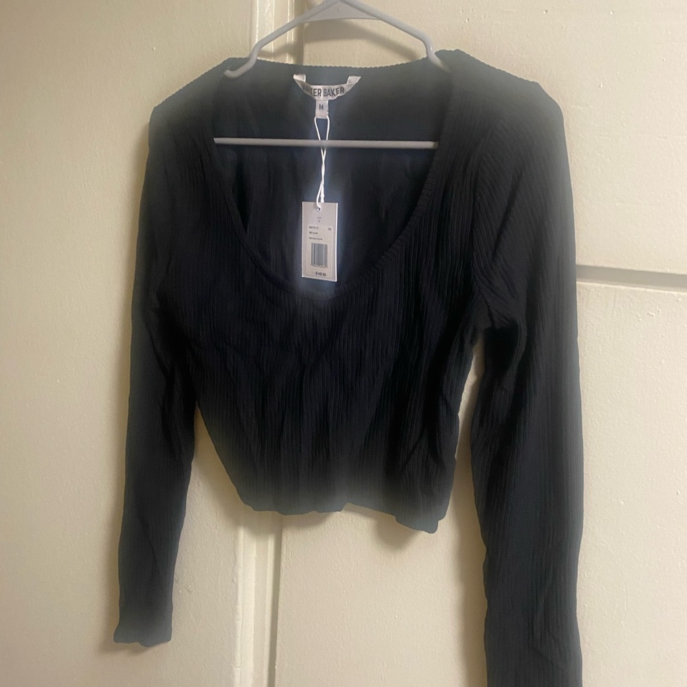Walter Baker Elegant Black Long Sleeve Top